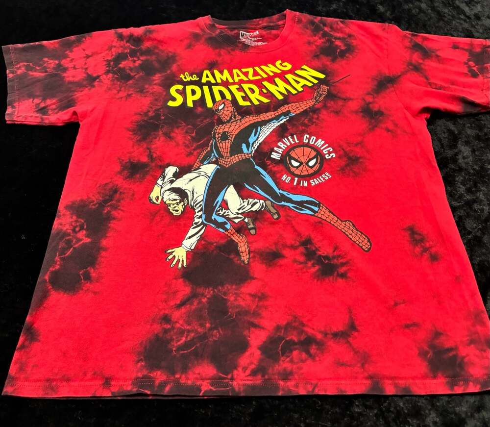 Men Large Marvel Men's The Amazing Spider-Man Tye Dye Thirt